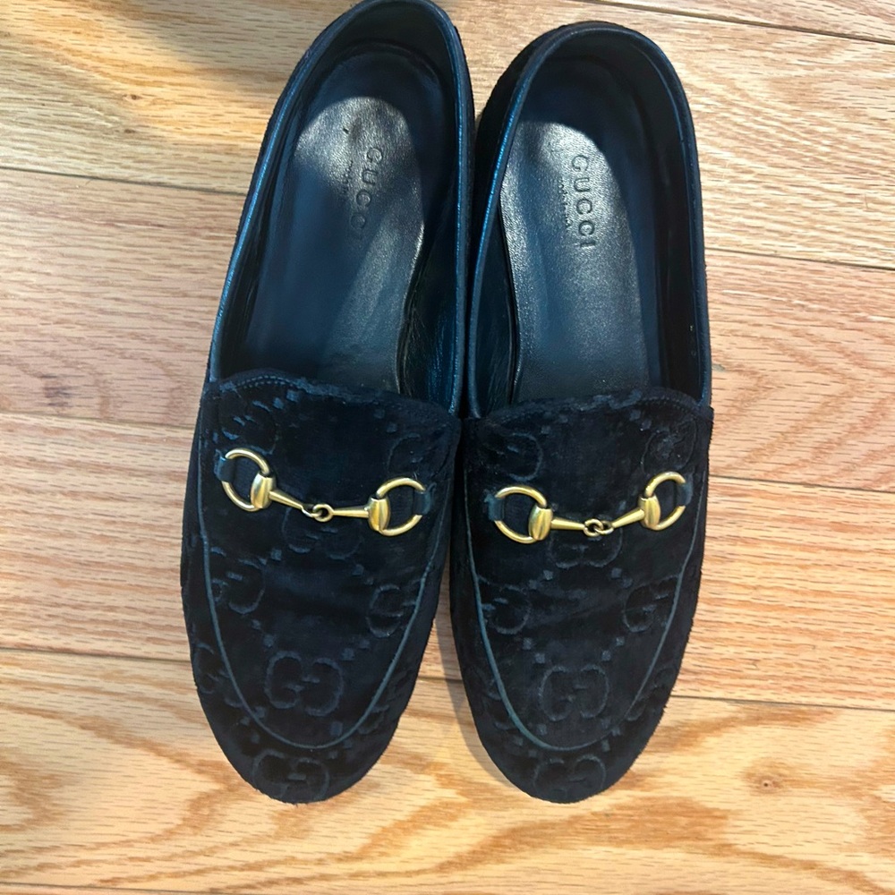 Gucci Velvet monogram loafers